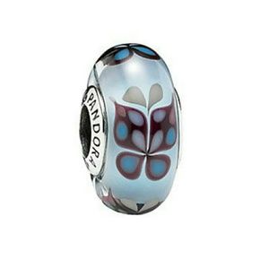 Sterling Silver Blue Butterfly Kisses Murano Glass